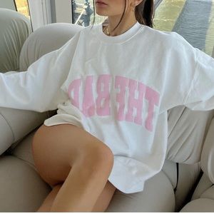 The Bar Varsity Sweatshirt Pink and White XL Sold Out